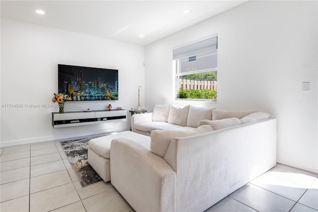 view of tiled living room