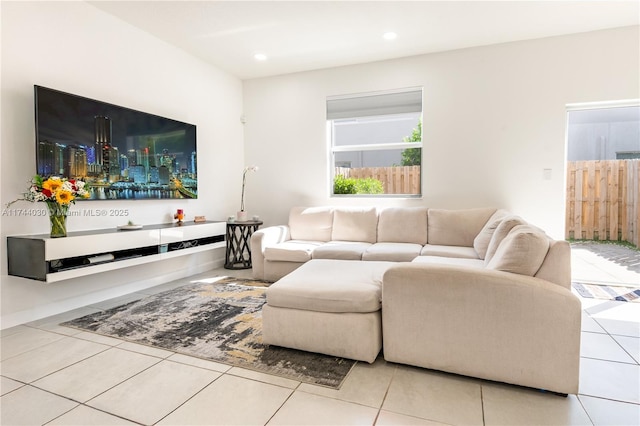 view of tiled living room