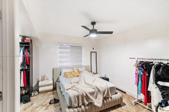 bedroom featuring ceiling fan