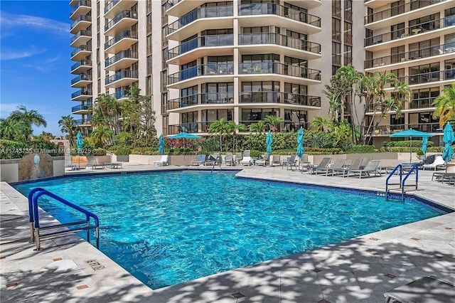 view of pool featuring a patio area