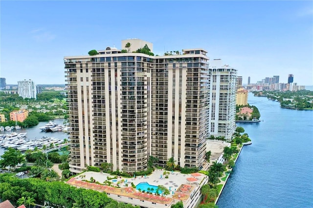 view of property with a water view