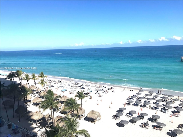 property view of water with a beach view