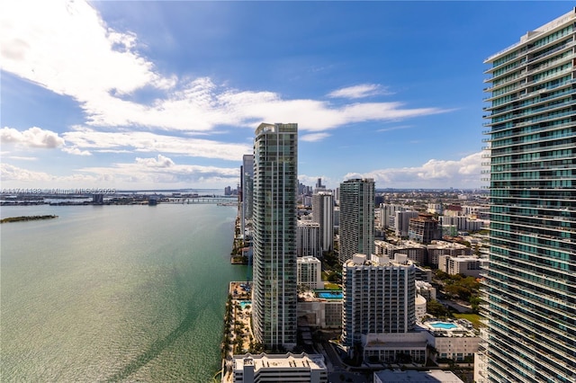 view of city with a water view