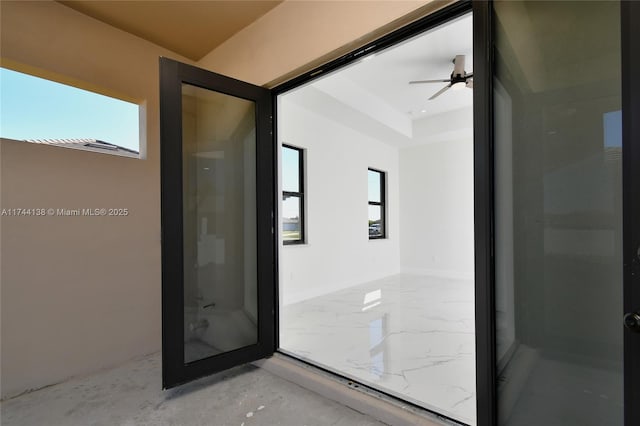 bathroom with ceiling fan