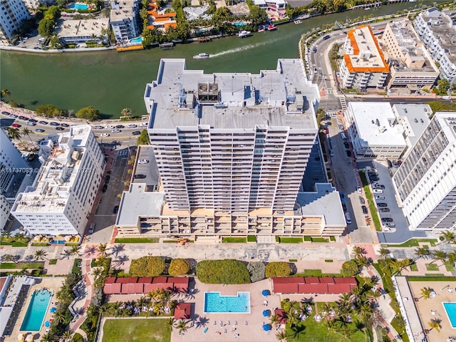 2555 Collins Ave Unit 607, Miami Beach, FL 33140 - aerial view of a large body of water and a pool area