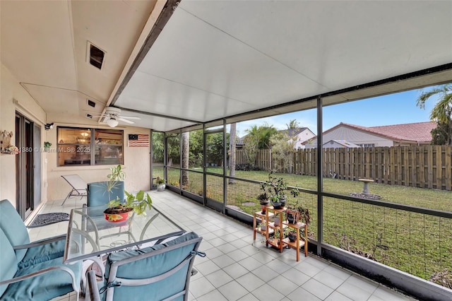 5911 Epsom Ln, Davie, FL 33331 - sunroom featuring ceiling fan