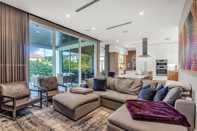 285 W Mashta Dr, Key Biscayne, FL 33149 - living room with recessed lighting and floor to ceiling windows