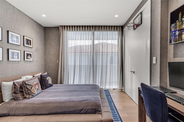 285 W Mashta Dr, Key Biscayne, FL 33149 - bedroom featuring light wood finished floors, recessed lighting, and access to outside