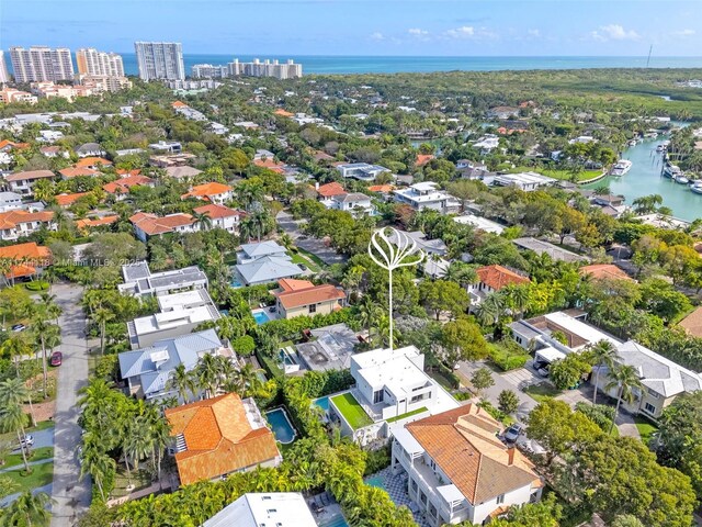 285 W Mashta Dr, Key Biscayne, FL 33149 - aerial perspective of suburban area with a large body of water