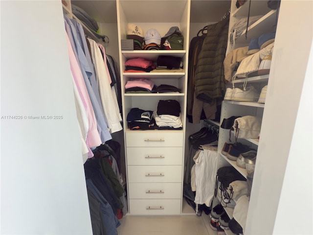 view of walk in closet