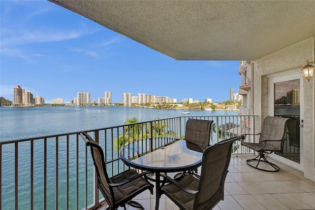 balcony with a water view