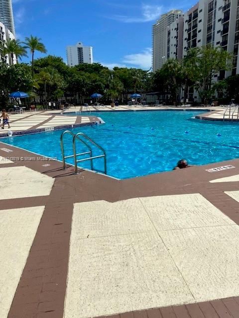 view of swimming pool with a patio area