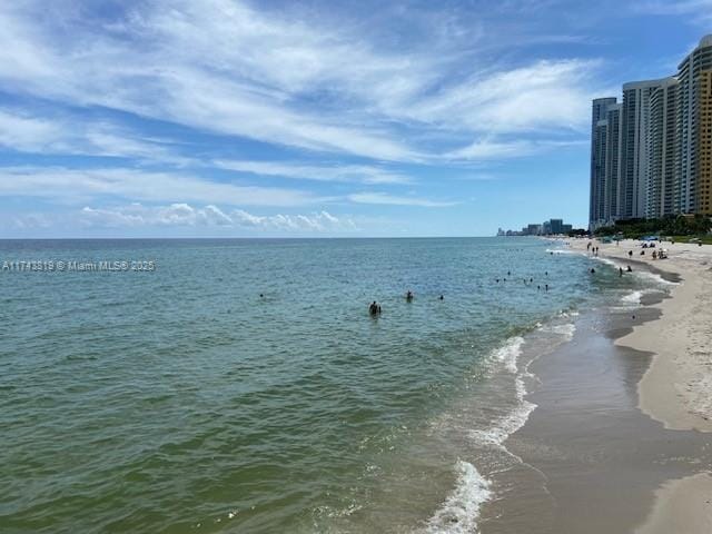 view of water feature featuring a beach view