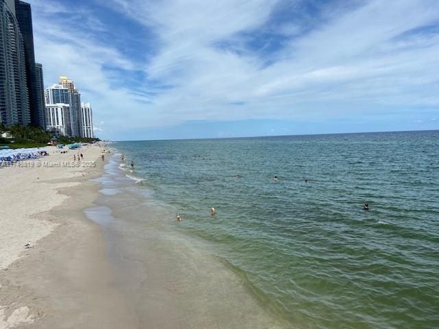 property view of water with a beach view