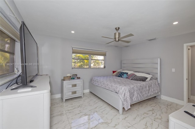 161 NW 46th Ter, Plantation, FL 33317 - bedroom featuring recessed lighting, visible vents, marble finish floor, and baseboards
