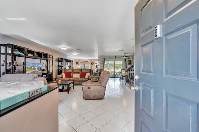 9007 Vineyard Lake Dr Unit 9007, Plantation, FL 33324 - living room with light tile patterned flooring and ceiling fan