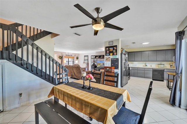 9007 Vineyard Lake Dr Unit 9007, Plantation, FL 33324 - tiled dining room with ceiling fan