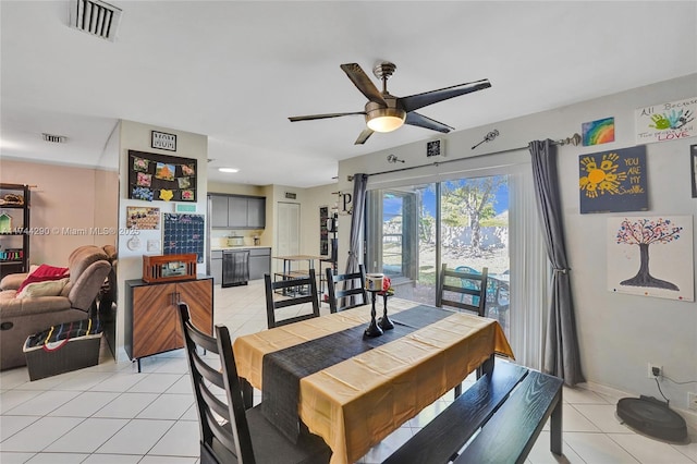 9007 Vineyard Lake Dr Unit 9007, Plantation, FL 33324 - tiled dining room featuring beverage cooler and ceiling fan
