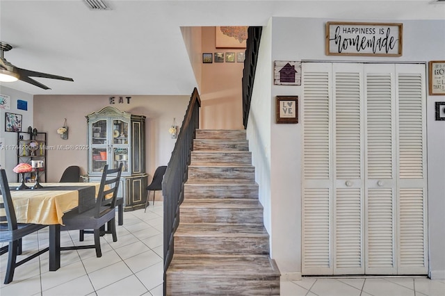 9007 Vineyard Lake Dr Unit 9007, Plantation, FL 33324 - staircase featuring tile patterned floors and ceiling fan