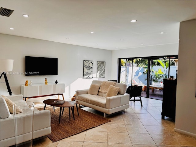 109 Heatherbrook Way Unit 146, Hollywood, FL 33021 - living room featuring light tile patterned floors, recessed lighting, and visible vents