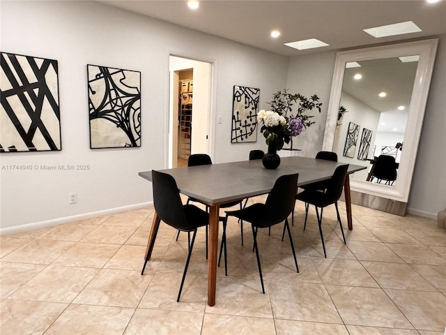 109 Heatherbrook Way Unit 146, Hollywood, FL 33021 - dining space with recessed lighting, baseboards, light tile patterned flooring, and a skylight
