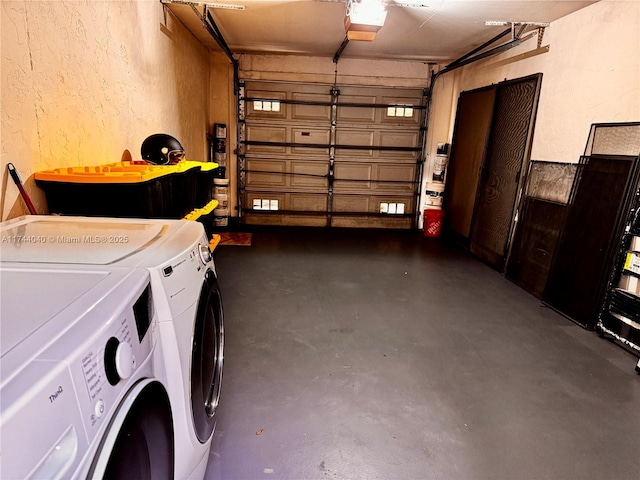 109 Heatherbrook Way Unit 146, Hollywood, FL 33021 - garage with separate washer and dryer, a textured wall, and a garage door opener