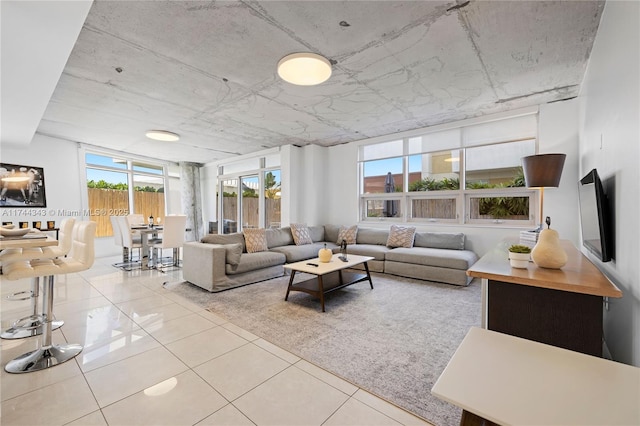 view of tiled living room