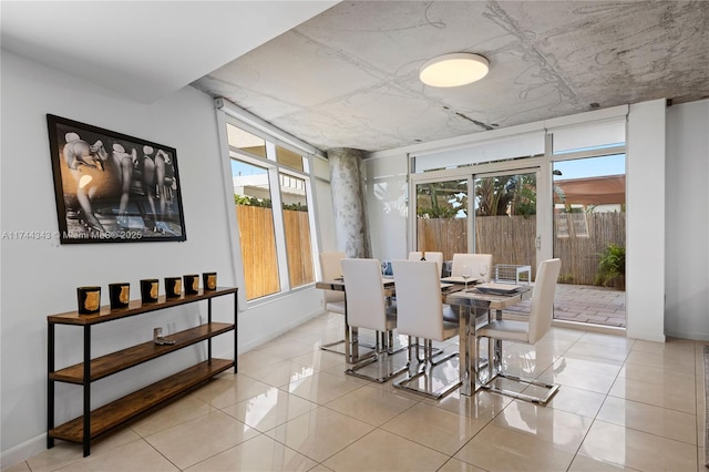 view of tiled dining space