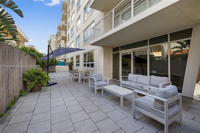 view of patio featuring outdoor lounge area