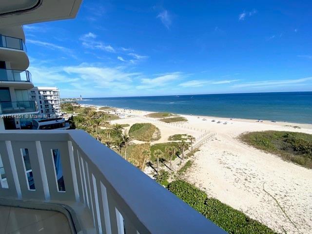 view of water feature featuring a beach view