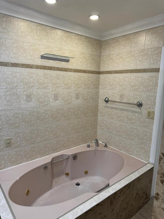 10800 NW 7th St Unit 3B, Miami, FL 33172 - bathroom with a tub with jets and ornamental molding