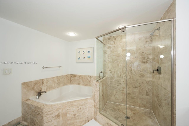 bathroom with plus walk in shower