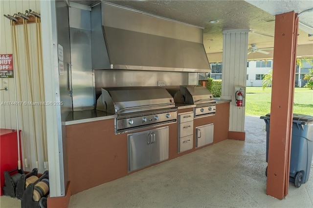 kitchen with a ceiling fan