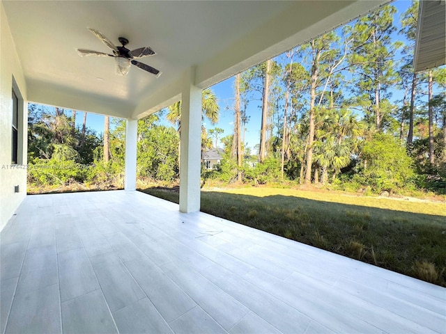 view of patio / terrace featuring ceiling fan