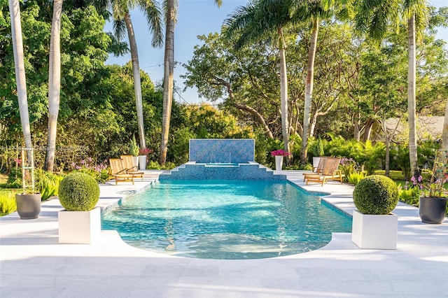 view of swimming pool with a patio area