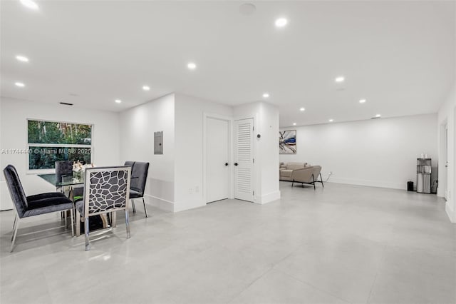 dining space with electric panel