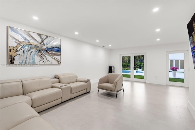 living room featuring french doors