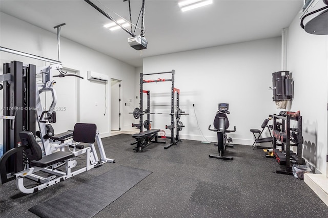 exercise room with a wall unit AC