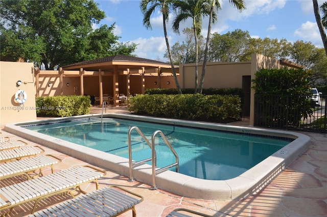 view of pool featuring a patio