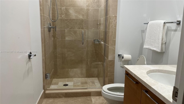 17001 Collins Ave Unit 2702, Sunny Isles Beach, FL 33160 - bathroom featuring toilet, a shower stall, and vanity