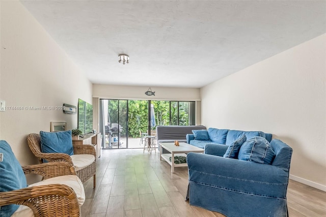 living room with light hardwood / wood-style floors