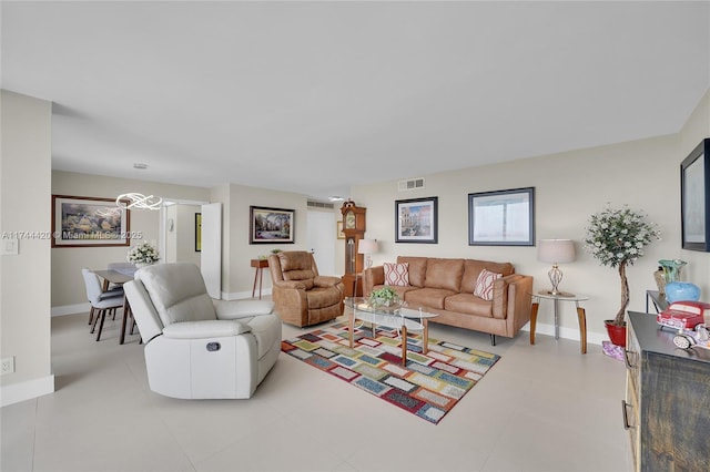 view of tiled living room