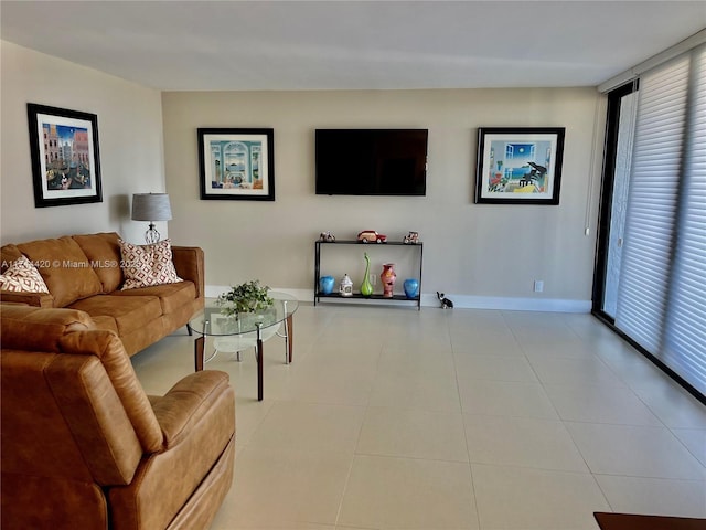 view of tiled living room