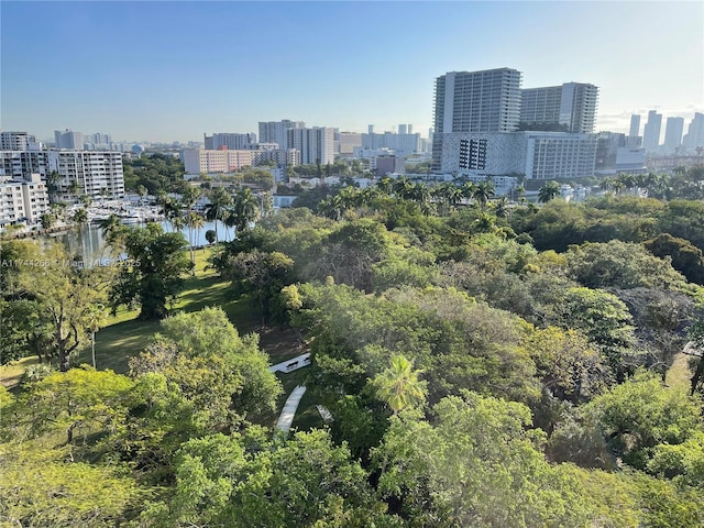 drone / aerial view with a view of city