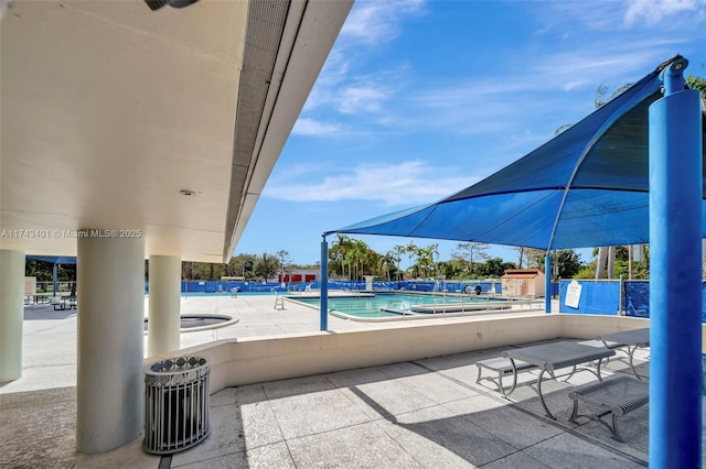 view of pool featuring a patio