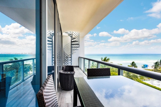 balcony with a water view