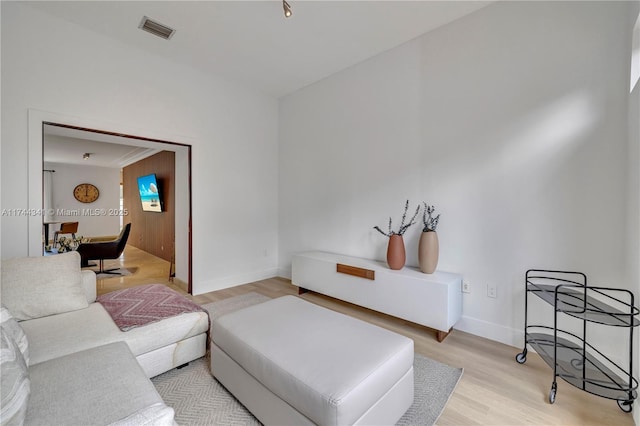 living room with light wood-type flooring