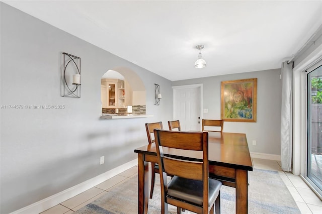 view of tiled dining room