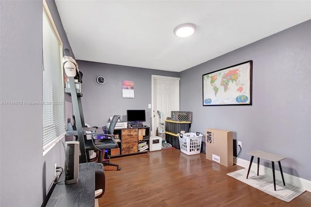 office area featuring wood-type flooring