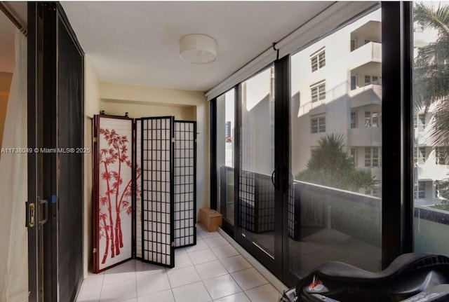 bathroom with tile patterned floors